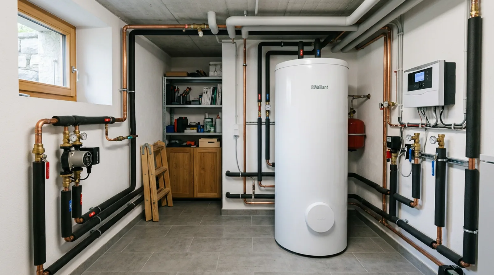 Ballon d'eau chaude sanitaire dans un local technique