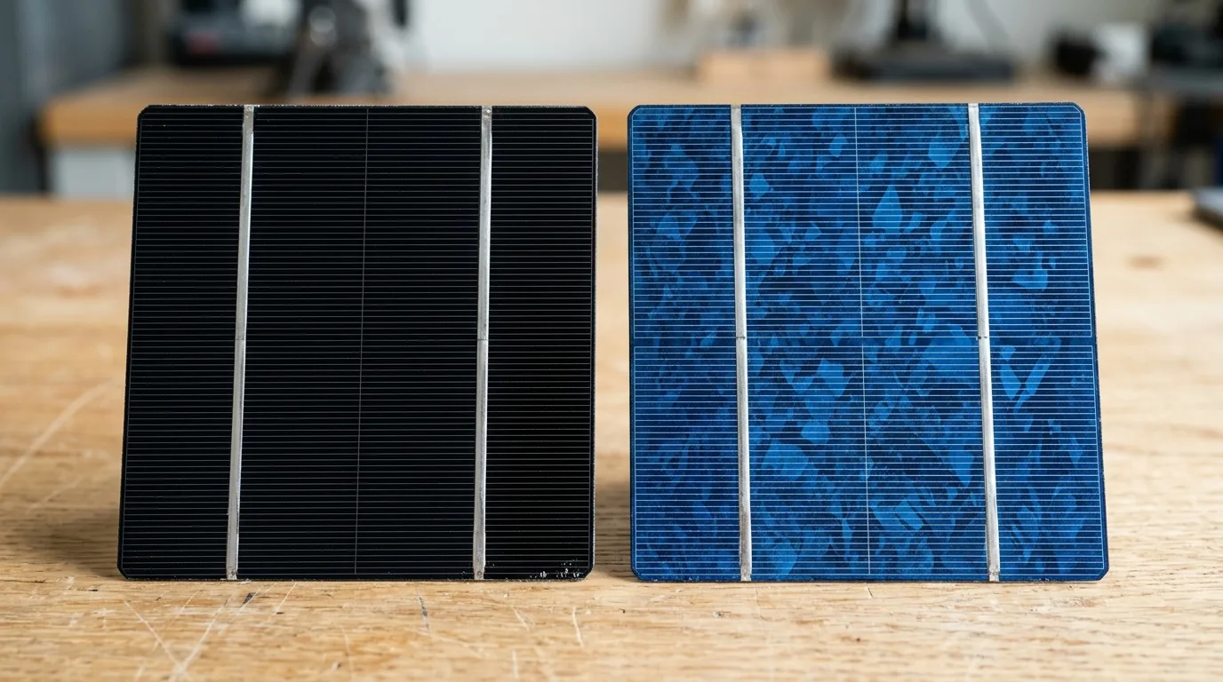 Comparaison de cellules solaires monocristalline et polycristalline